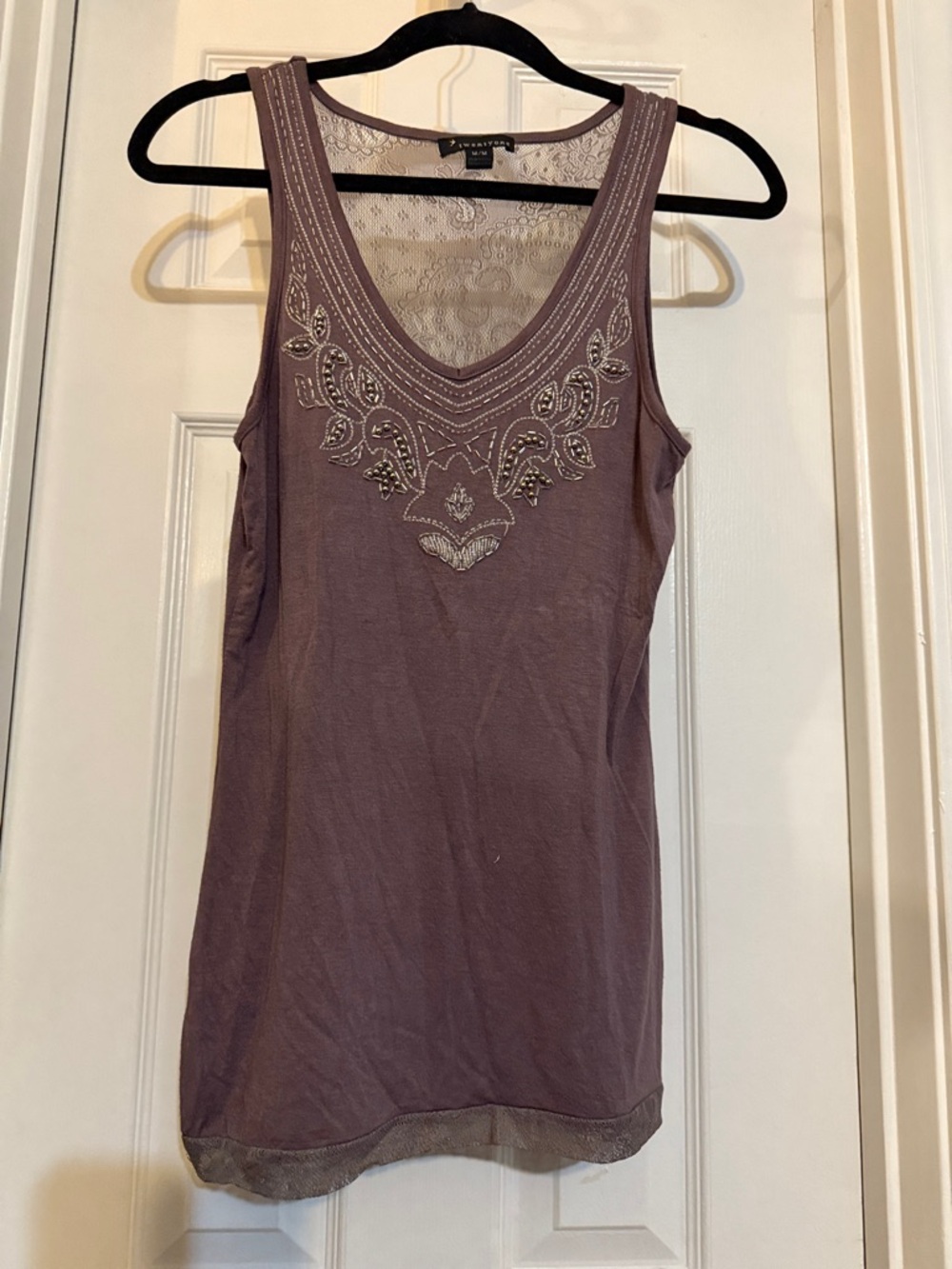 Forever 21 Mauve Beaded V-Neck Tank
